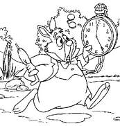 coloriage lapin presse avec son horloge